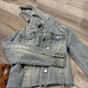 Denim Hooded Sweatshirt Jacket
